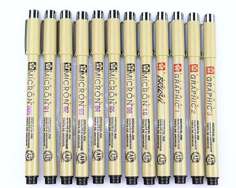 Sakura Pigma Micron Pen Brush Pen Sakura Micron Fine Liner Ink Pen Planner Pen Manga Drawing Bullet Journal Pen Scrapbook Pen Archival Pen