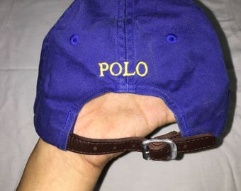 Rare!!! Vintage Polo by Ralph Lauren Cap Polo Hat Cap Leather Adjustable Spellout Small Pony Embroidery Strap