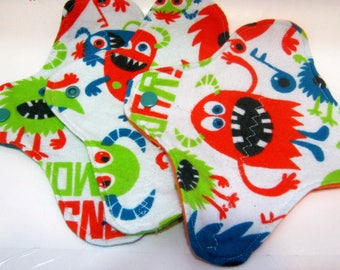 3 Cloth Panty Liners Eco-Friendly Panty Liners Cloth Pads Reusable Pads-Monsters