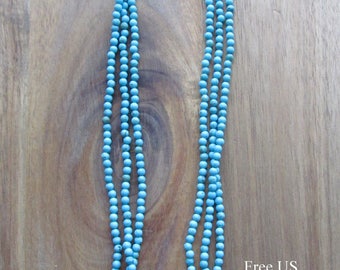 Turquoise Long Necklace, Long Beaded Necklace, Statement Necklace, Flapper Necklace, Boho Necklace, Everyday Necklace, Layering Necklace