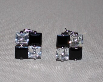 Crystal earrings / square earrings /.