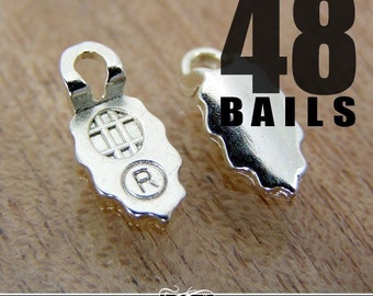 48 EARRING BAILS - Silver Plated Aanraku Glue Pad Earring Bails