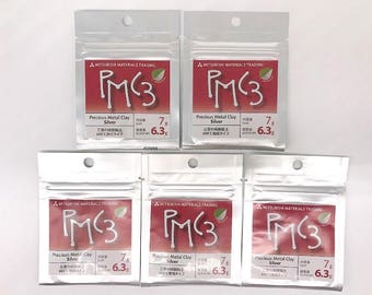 5 pcs set PMC3 6.3g (Silver weight), Silver Precious Metal Clay