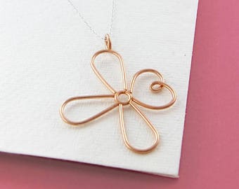 Rose Gold Necklace, Flower Necklace, Daisy Necklace, Flower Pendant, Rose Gold Flower, Rose Gold Pendant, Handmade Necklace, Dainty Necklace