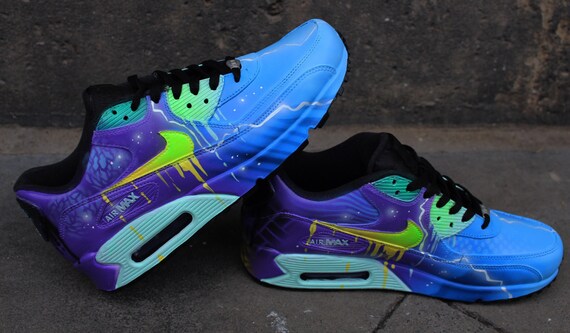 nike air max 90 blue galaxy style painted custom