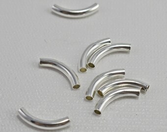 Curved silver plated tubes, 19x3.2mm - #1837