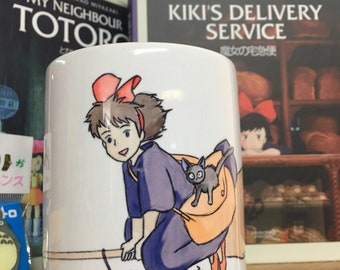 Kiki's Delivery Service Sketch Mug - Kiki and Jiji Studio Ghibli Coffee Cup by Rev-Level