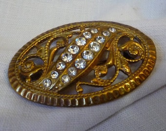 Old vintage silver brooch with brilliant - cut vintage pin