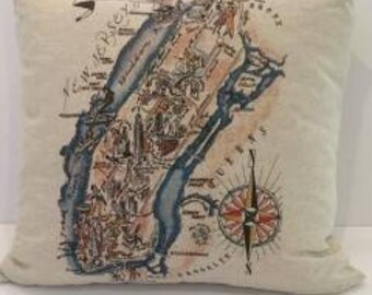Manhattan Map Pillow