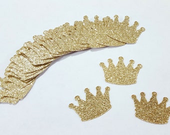 25 Gold Glitter CROWNS Confetti | Princess Party Decorations | 1st Birthday Party Decor | Little Prince Decorations | Baby Shower Decoration