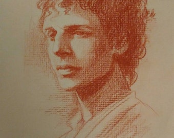 Pietro Annigioni Portrait of a boy original antique drawing