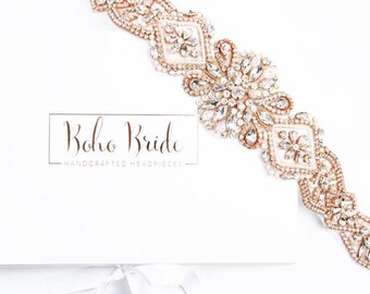 Alexa Bohemian Tulle Headpiece - Rose Gold