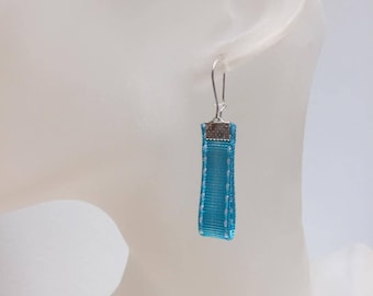 Neon Blue Ribbon earrings