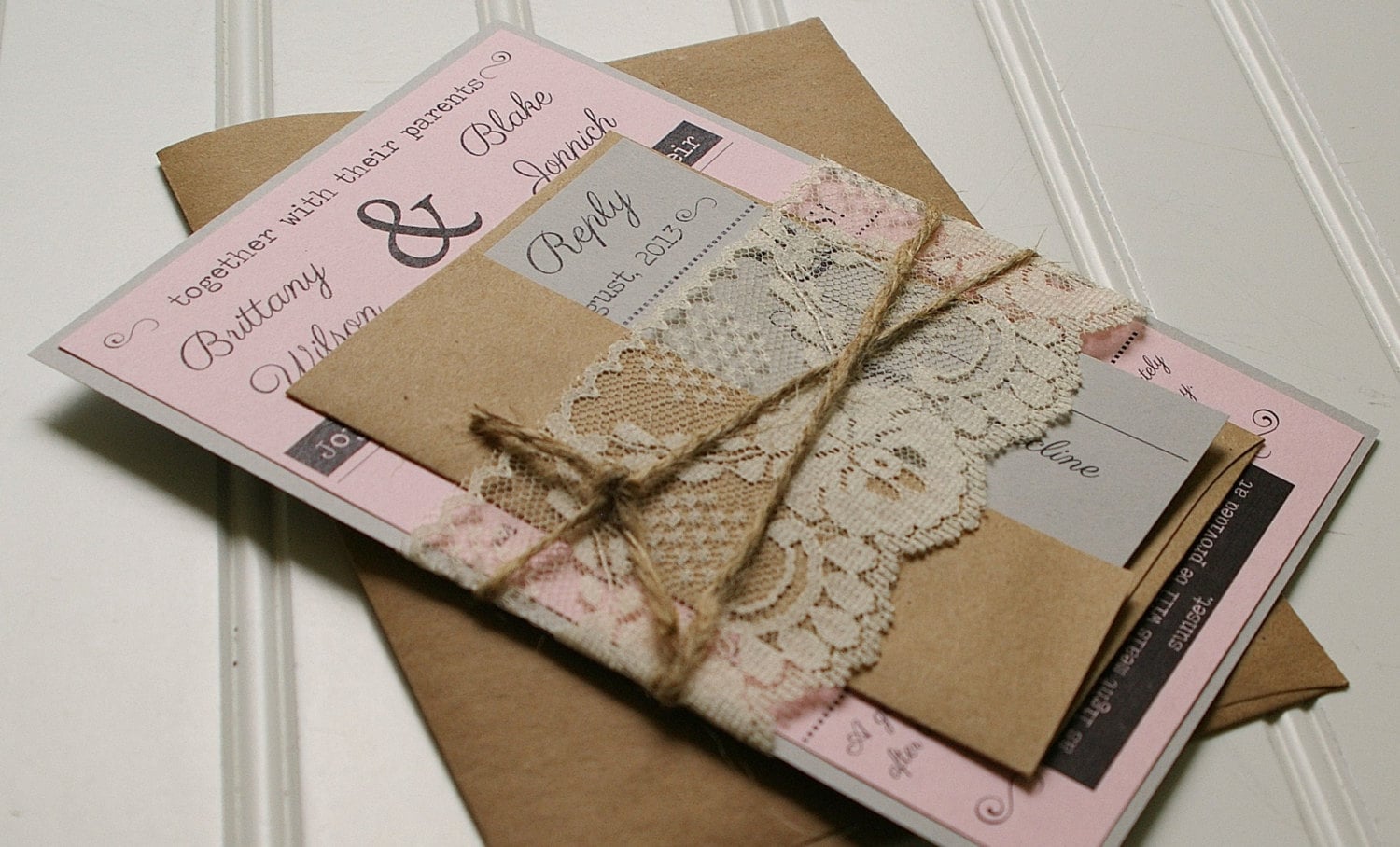 Twine And Lace Wedding Invitations Kraft Paper Rustic Twine And Lace Wedding Invitations Kraft Paper Rustic