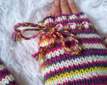 Luxury Merino and Lama Wool Fingerless Mittens Gloves