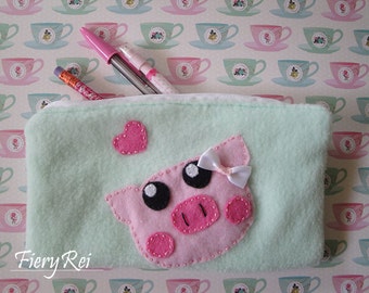Cute Piggy Pencil Pouch, Zippered Pouch, Makeup Pouch, Cute Pig