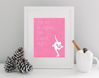Ice Skating Art Print - Figure Skating Wall Decor - Skater - Girls Room Decor