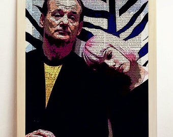 Lost in translation Print Sofia Coppola Movie Poster Bill Murray Pop Retro Scarlett Johansson Art Upcycled Book Dictionary