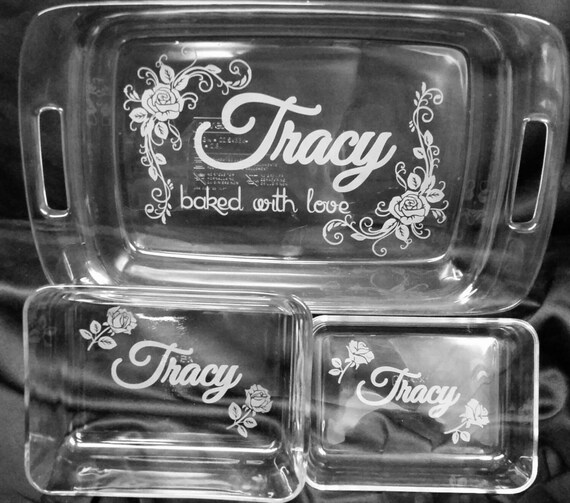 Items similar to 6 piece etch engraved pyrex glass bake and store set