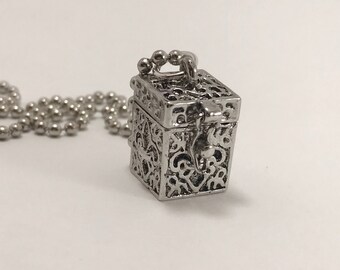 Prayer box necklace, Prayer box charm, Prayer box pendant, Prayer box, prayer box locket, Silver necklace, Hugs and Kisses Butterfly Kisses