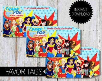 SuperHero Girls Birthday Party PRINTABLE Favor Tags- Instant Download | DC comics | DC Super Hero Girls | Super Girls