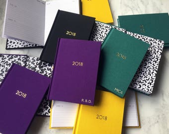 Personalised hand-bound 2018 diary / with initials foil-blocked in gold!