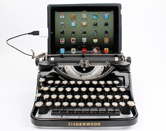 USB Typewriter Computer Keyboard -- Black Underwood Model F w/ Glass Keys