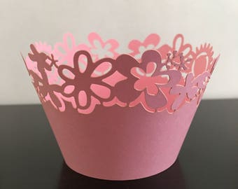 Beautiful White Cupcake Wrapper - Flowers.