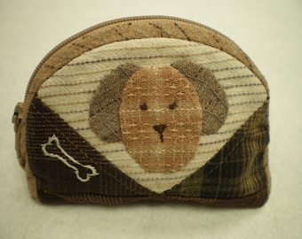 wallet asymmetrical, decorated with a dog's head