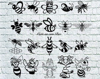 23 Bee Svg Bundle, Bee dxf, Hornet Svg, Cute Bee svg, Bee Svg, Dxf, Png, Eps, Vinyl, Cut File, Iron On, Cuttable, Cricut File.