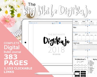 2018 Year Complete Digital Bullet Journal for GoodNotes with Hyperlinks The Big White DigiBujo Digital Planner