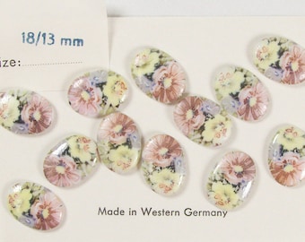 18 X 13 mm Oval Floral Cabochon, 2 for 2.00 - VB 109