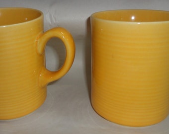 Set of Two Vintage Yellow Mugs