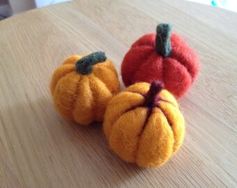 Needle Felted Pumpkins - set of three.