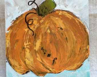 Pumpkin painting on 6x6 wood panel 1.5" thick