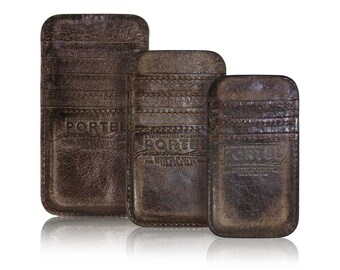 iPhone RETROMODERN aged leather pocket - - DARKBROWN