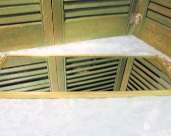 Brass Ornate Rectangular Mirrored Vanity Tray