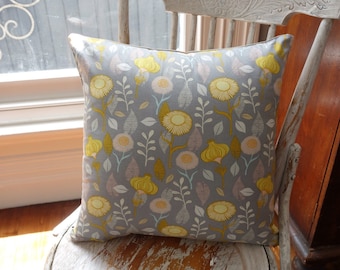 Timber and Leaf Collection Cushion Cover/pillow in "Gerbera in Grey" by Sarah Watts for Blend