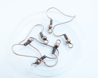D-03104- 30 Earhooks red copper ca. 18mm