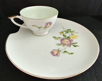 Lefton China Hand Painted Snack Plate & Cup