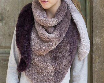 Shawl velour wool, hand-knitted, soft, great gradient