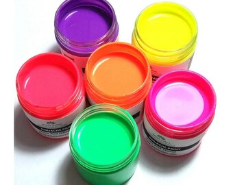 Handmade Gouache Neon Paint Set of brightly and very intense colored paints for art and craft by Wizart Colors