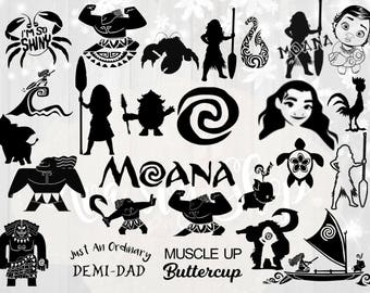 Moana svg bundle, disney's moana svg cut files, Moana silhouette svg bundle, moana clipart, moana dxf, cut files for cricut silhouette