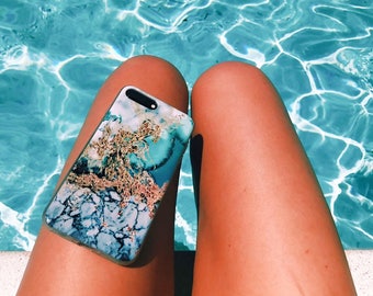 Marble iPhone Case, Blue Gold, iPhone 8 plus Case, iPhone 7 Plus Case, iPhone 7 Case, iPhone X Case, iPhone 6 6s, iPhone 8 Case, Phone Case