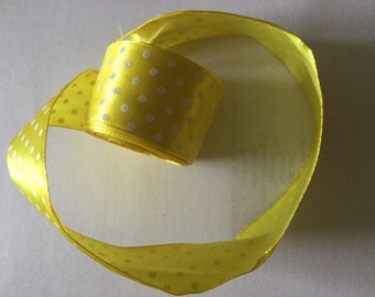 8mm yello polka dot ribbon cut to length