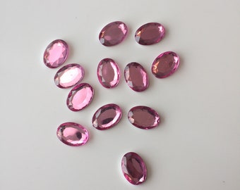 Vintage acrylic lucite faceted cabochon - Light pink - 18x25mm oval - 12 pieces