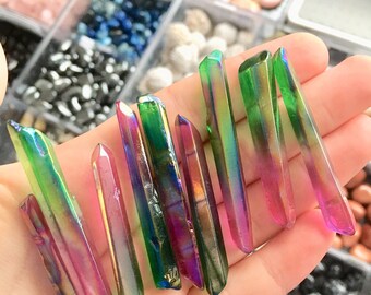 Aura Quartz Points/Green Pink Aura Quartz/ Crystal Points
