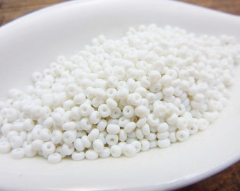 Antique Glass Seed Beads White Old White Size 9 Seed Bead Loose TUBE SB1130-Loose