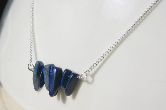 Lapis Lazuli Bar Necklace on 925 Sterling Silver, Lapis Lazuli Gemstone, Crystal Necklaces, Lapis Lazuli Jewelry, for Her, Bar Necklace
