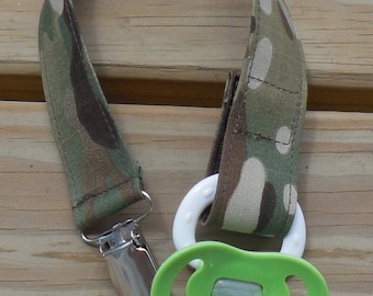 Military Pacifier Holder, US Military MultiCam Fabric Pacifier Holder , Camouflage Fabric Pacifier Holder, Binky Clip